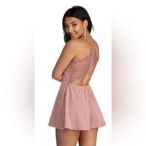Windsor Mauve Lace-Back Romper